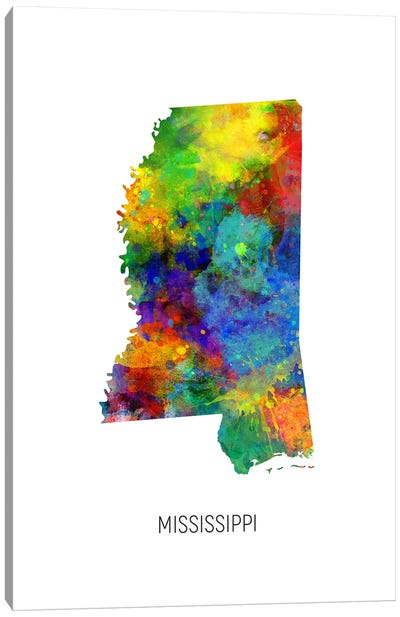 Mississippi Map Canvas Art Print - Mississippi Art