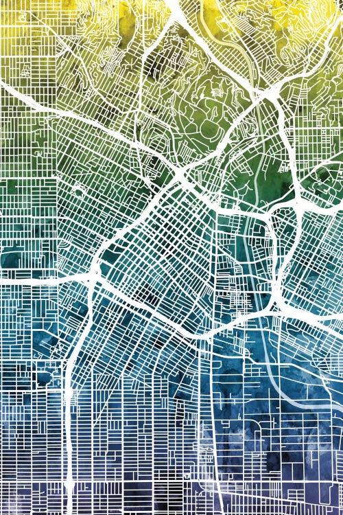 Gradient Map Of Los Angeles, California, USA by Michael Tompsett canvas print