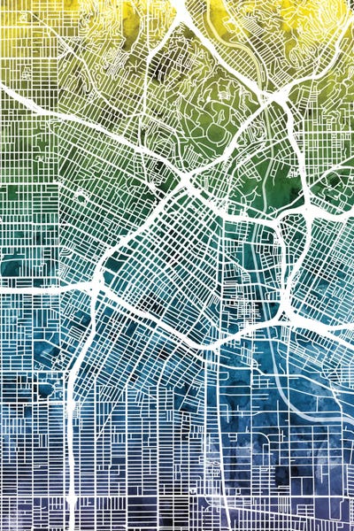 Los Angeles: Gradient Map Of Los Angeles, California, USA by Michael Tompsett