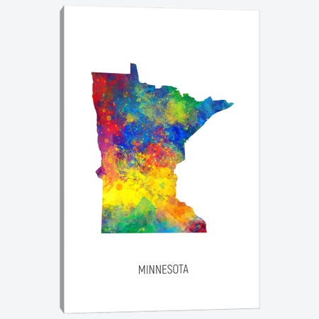Minnesota Map Canvas Print #MTO3600} by Michael Tompsett Art Print