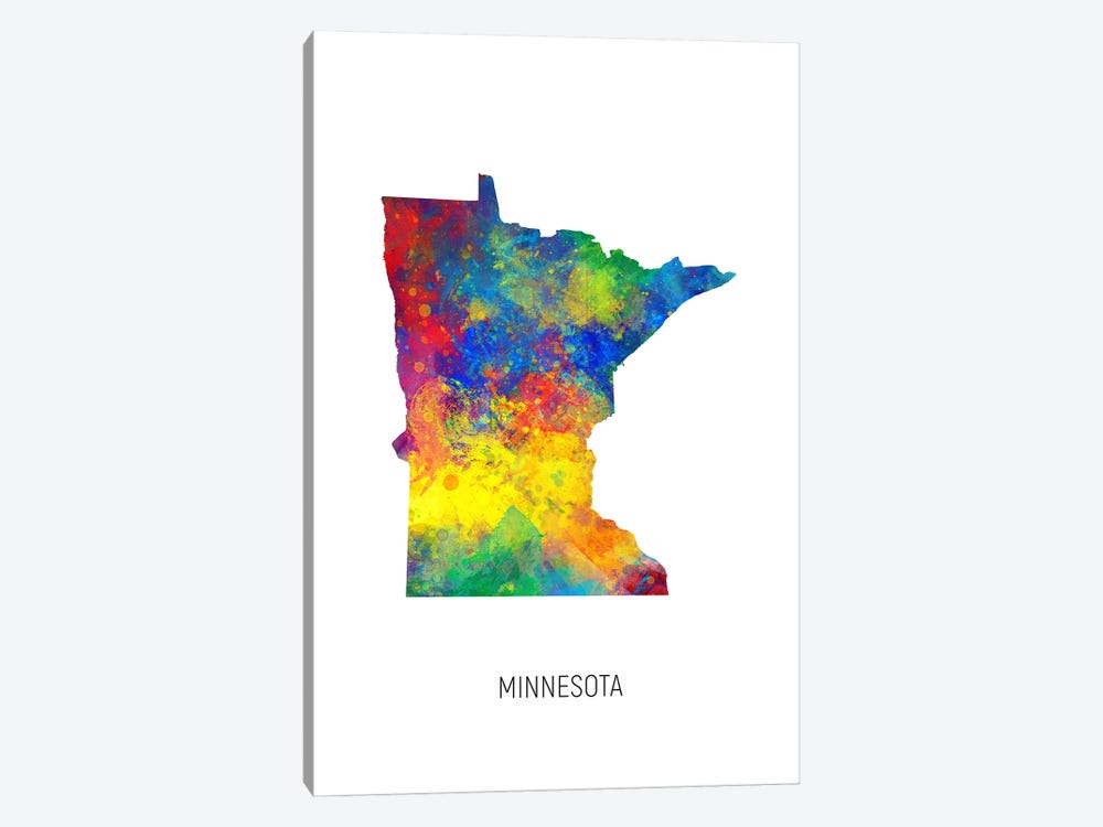 Minnesota Map by Michael Tompsett 1-piece Canvas Art Print
