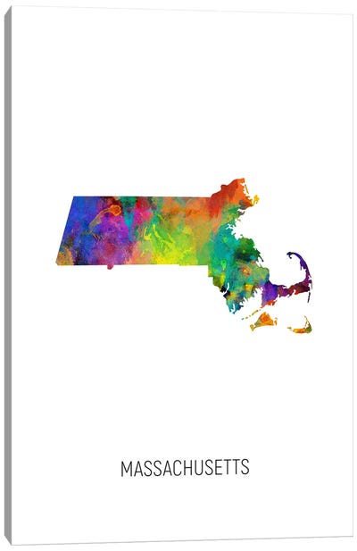 Massachusetts Map Canvas Art Print - State Maps