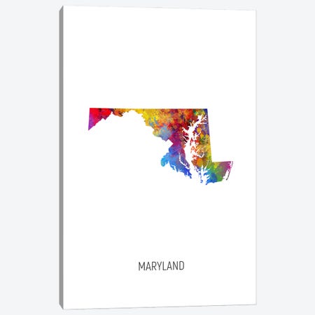 Maryland Map Canvas Print #MTO3602} by Michael Tompsett Art Print