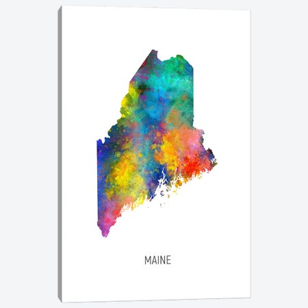 Maine Map Canvas Print #MTO3603} by Michael Tompsett Canvas Print