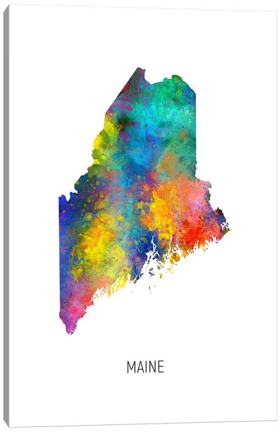 Maine Map Canvas Art Print - Maine Art
