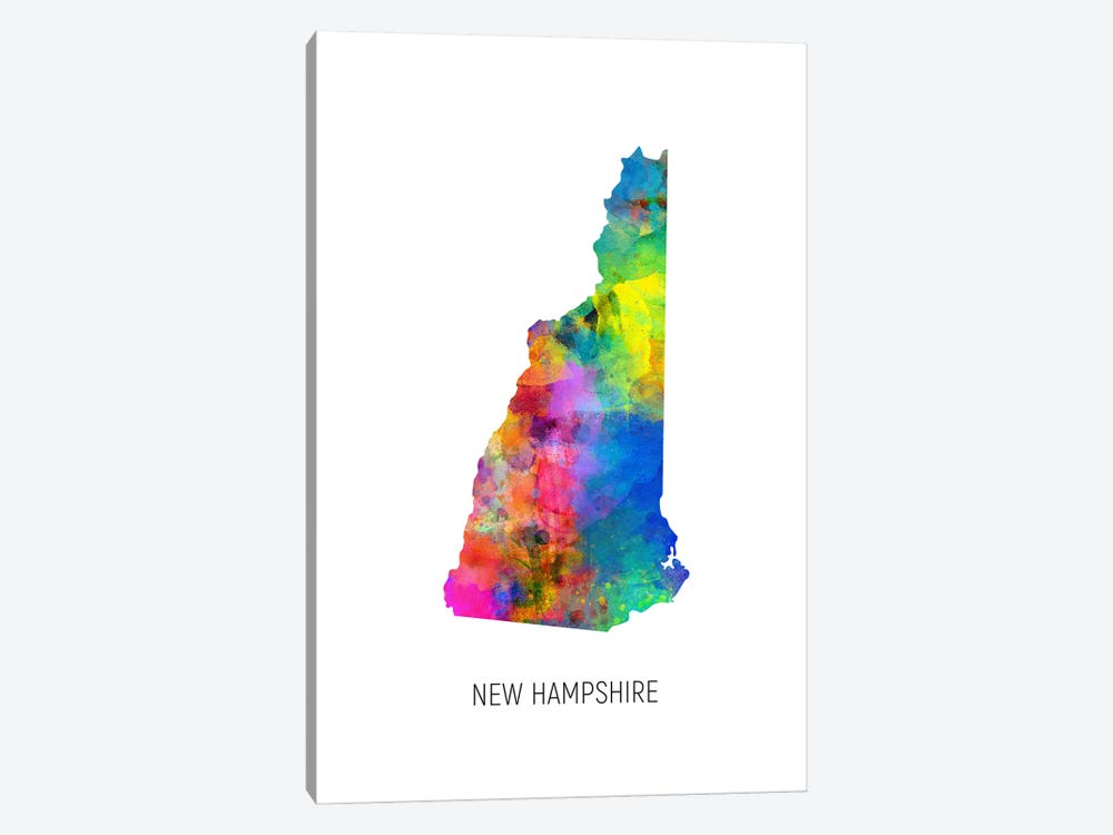 New Hampshire Map by Michael Tompsett 1-piece Canvas Art Print