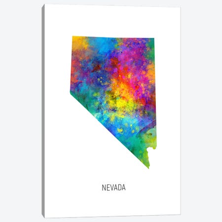 Nevada Map Canvas Print #MTO3605} by Michael Tompsett Canvas Artwork
