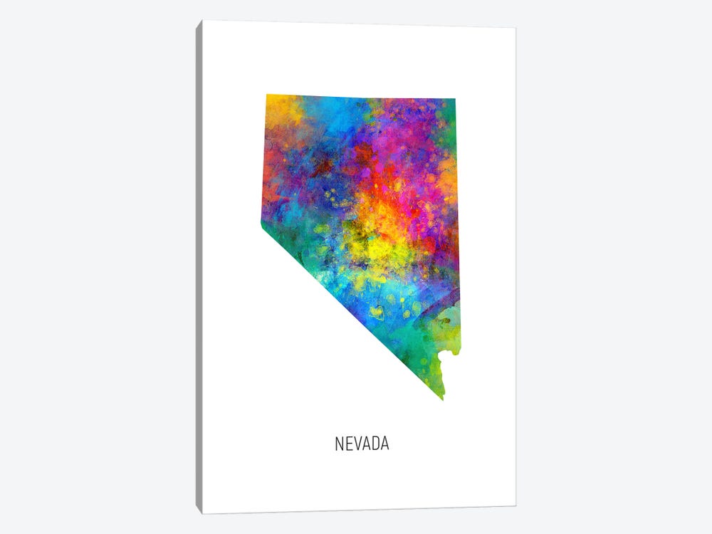 Nevada Map by Michael Tompsett 1-piece Canvas Art