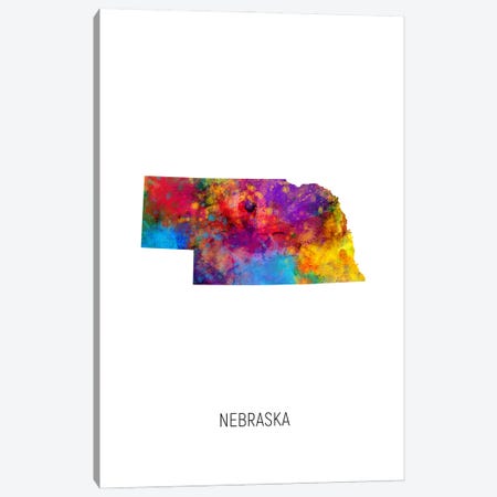 Nebraska Map Canvas Print #MTO3606} by Michael Tompsett Canvas Art
