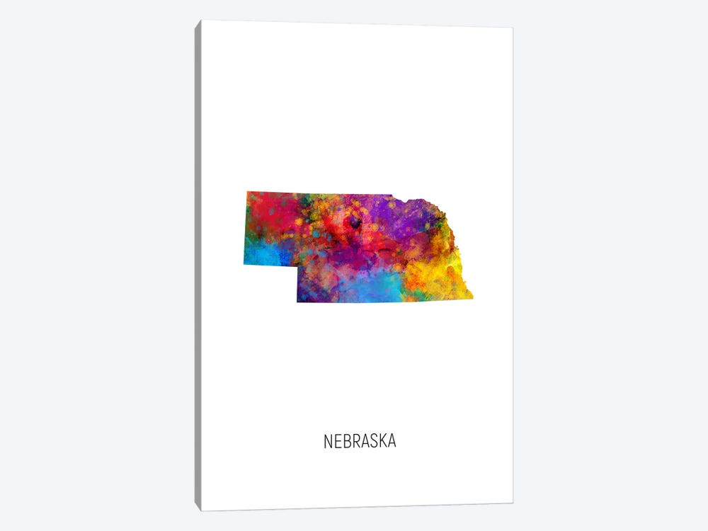 Nebraska Map by Michael Tompsett 1-piece Art Print