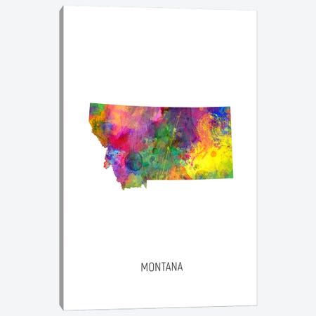 Montana Map Canvas Print #MTO3607} by Michael Tompsett Canvas Artwork