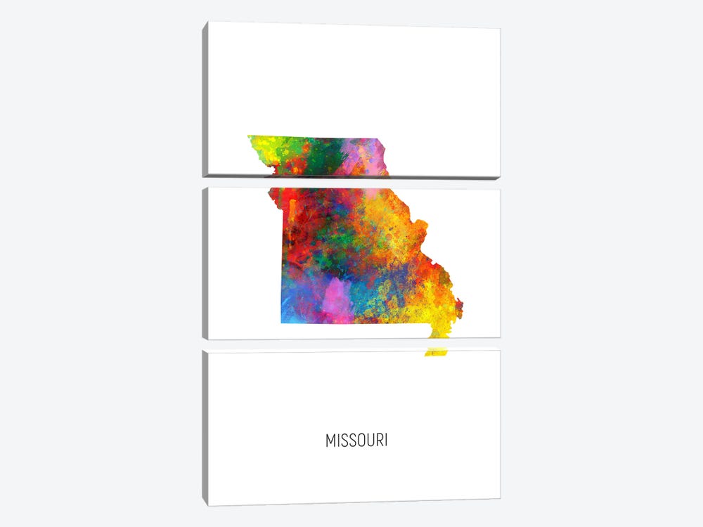 Missouri Map by Michael Tompsett 3-piece Canvas Print