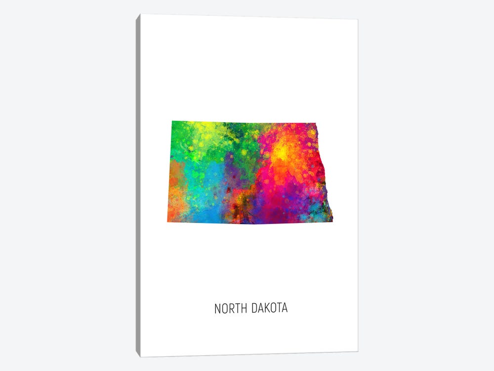 North Dakota Map by Michael Tompsett 1-piece Canvas Artwork
