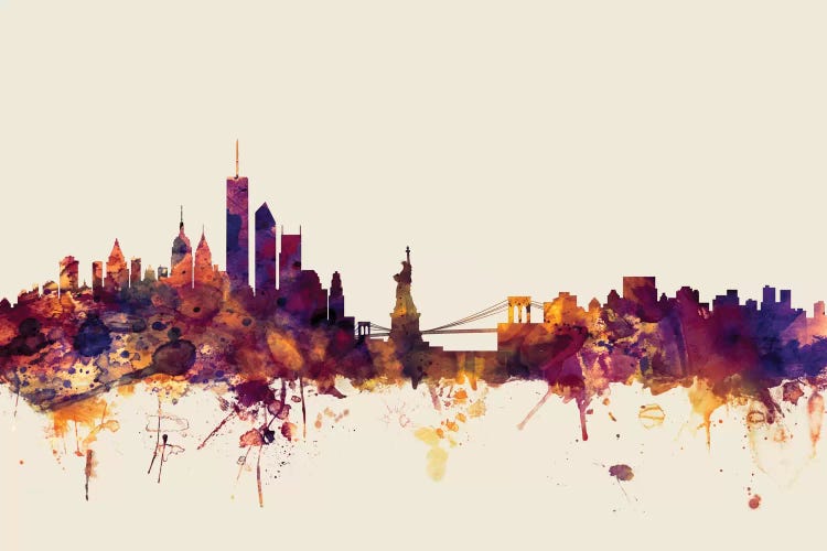 Beige Background Skyline Of New York City, New York, USA I