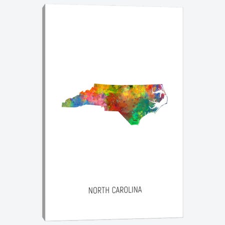 North Carolina Map Canvas Print #MTO3610} by Michael Tompsett Canvas Wall Art