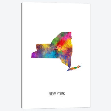 New York Map Canvas Print #MTO3611} by Michael Tompsett Canvas Wall Art