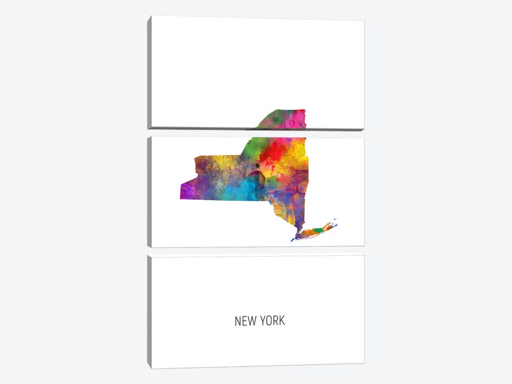 New York Map by Michael Tompsett 3-piece Art Print