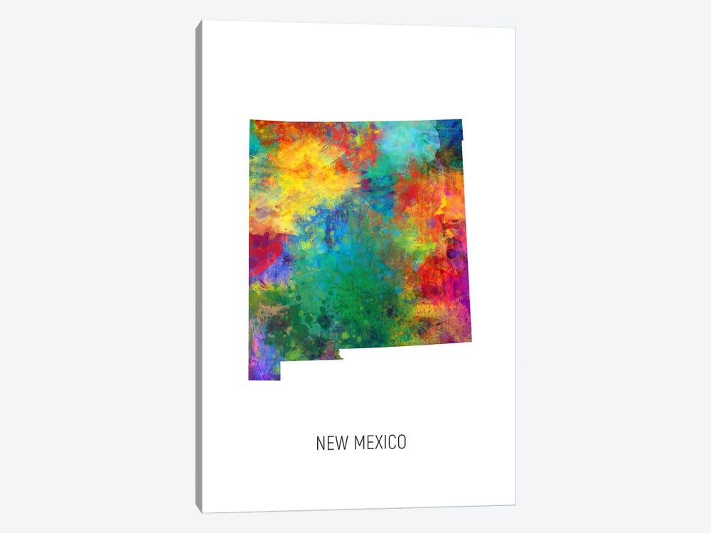 New Mexico Map by Michael Tompsett 1-piece Canvas Wall Art