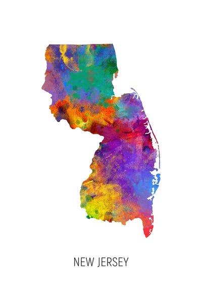 New Jersey Map by Michael Tompsett art print