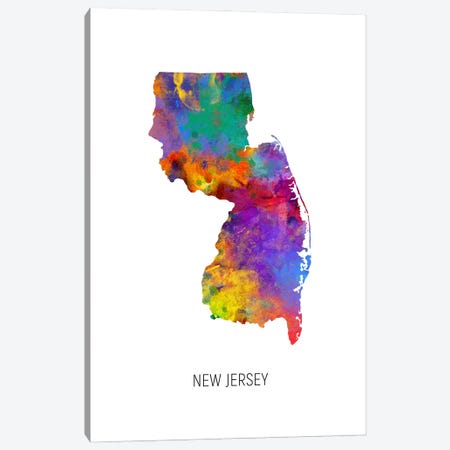 New Jersey Map Canvas Print #MTO3613} by Michael Tompsett Canvas Artwork