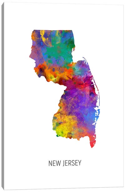 New Jersey Map Canvas Art Print - New Jersey Art