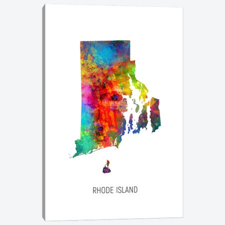 Rhode Island Map Canvas Print #MTO3614} by Michael Tompsett Canvas Art Print
