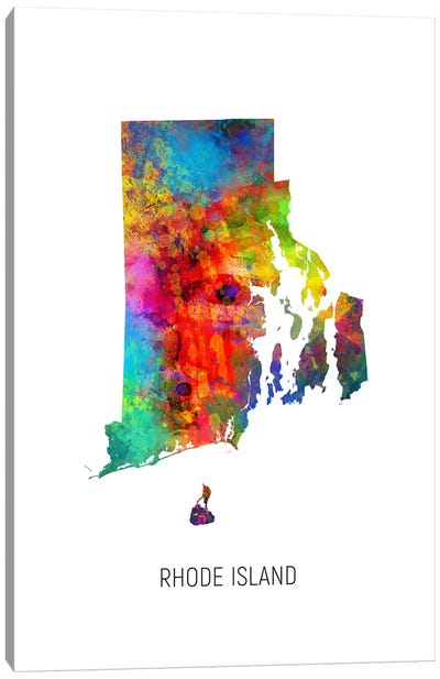 Rhode Island Map Canvas Art Print - Rhode Island Art
