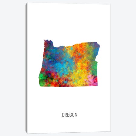 Oregon Map Canvas Print #MTO3616} by Michael Tompsett Art Print