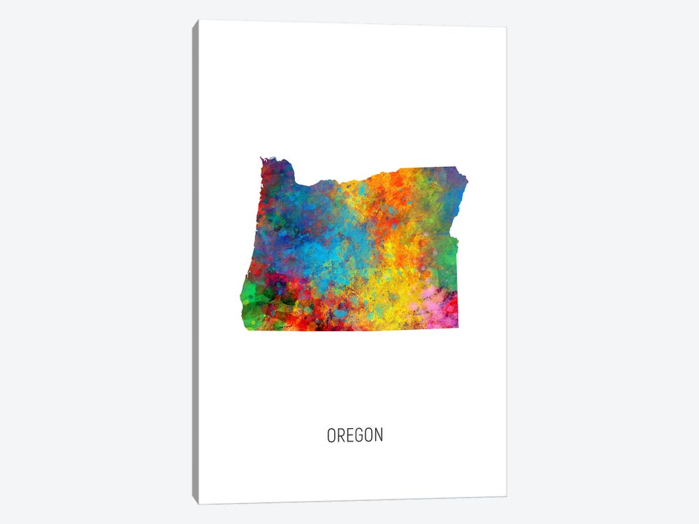 Oregon Map by Michael Tompsett 1-piece Canvas Artwork