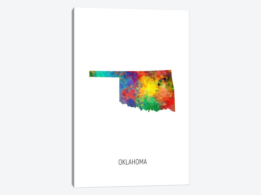 Oklahoma Map by Michael Tompsett 1-piece Art Print