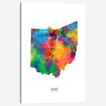 Ohio Map Canvas Print #MTO3618} by Michael Tompsett Canvas Art