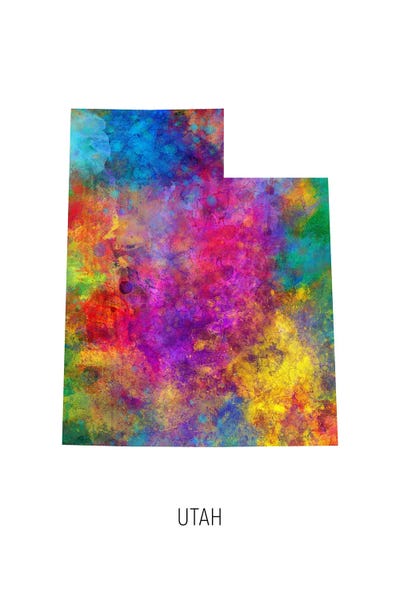 Utah Map by Michael Tompsett art print