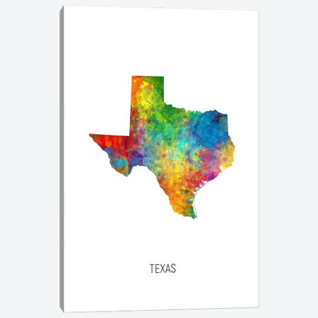 Texas Map Canvas Print #MTO3620} by Michael Tompsett Art Print