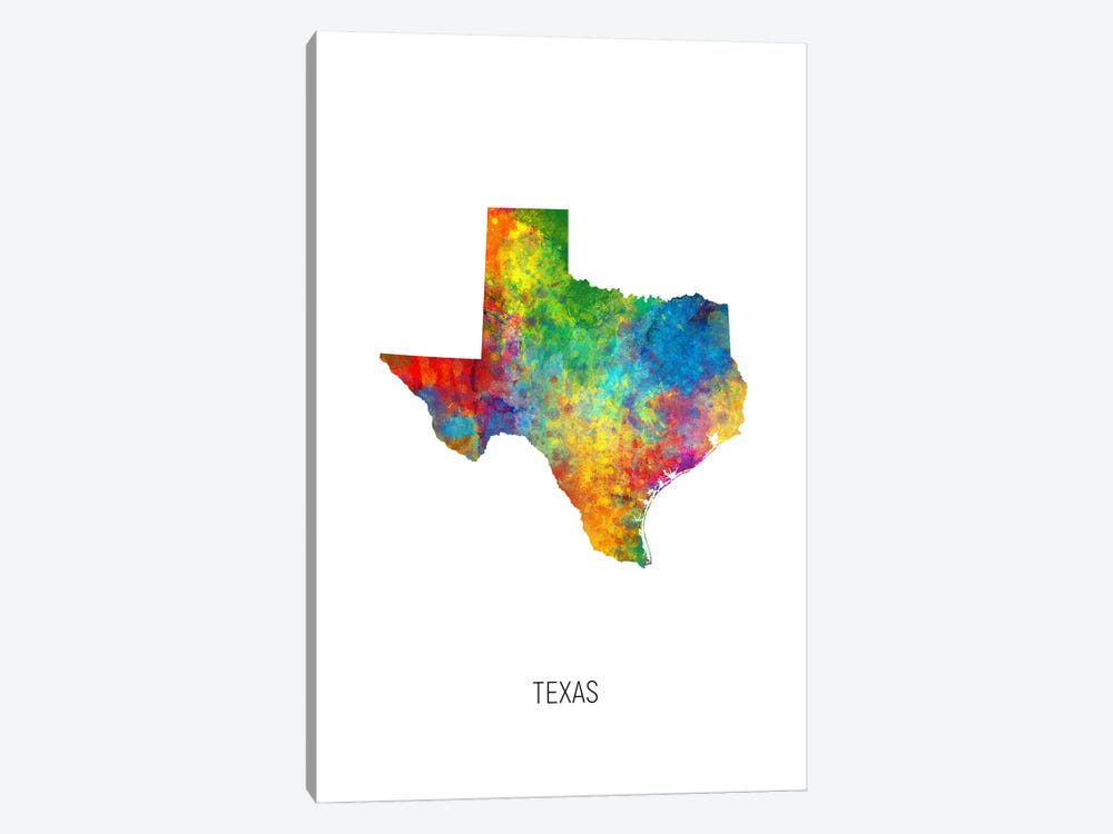 Texas Map by Michael Tompsett 1-piece Art Print