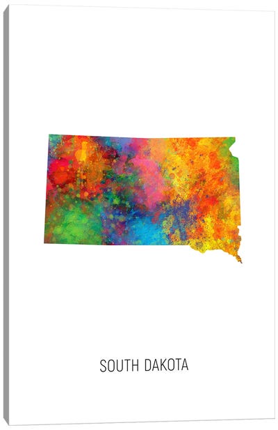 South Dakota Map Canvas Art Print - Michael Tompsett