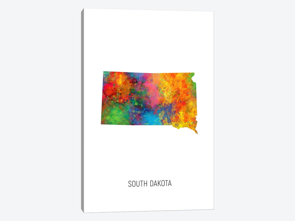 South Dakota Map by Michael Tompsett 1-piece Canvas Art Print