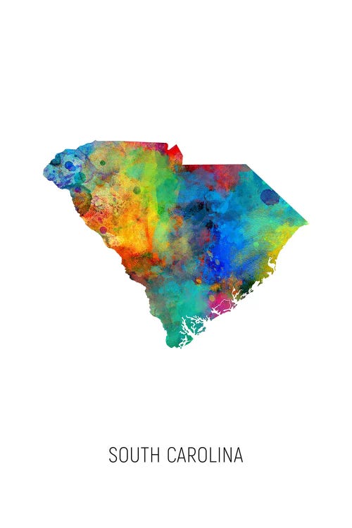 South Carolina Map by Michael Tompsett wall art
