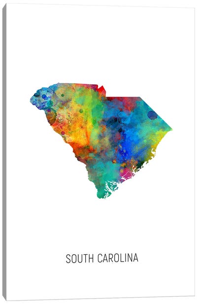 South Carolina Map Canvas Art Print - Michael Tompsett