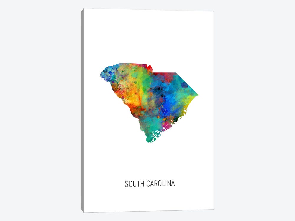 South Carolina Map by Michael Tompsett 1-piece Canvas Artwork