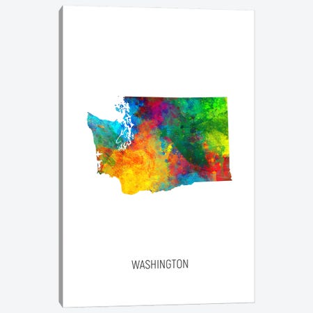 Washington Map Canvas Print #MTO3624} by Michael Tompsett Canvas Art