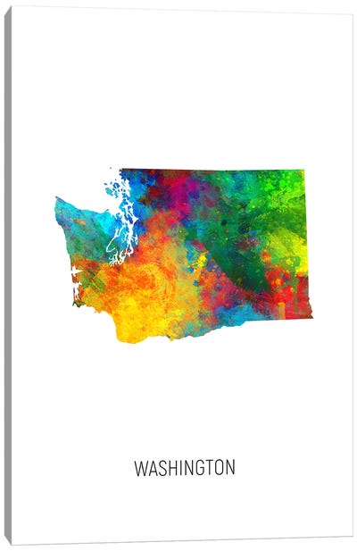 Washington Map Canvas Art Print - State Maps