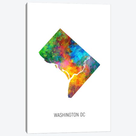 Washington Dc Map Canvas Print #MTO3625} by Michael Tompsett Canvas Wall Art