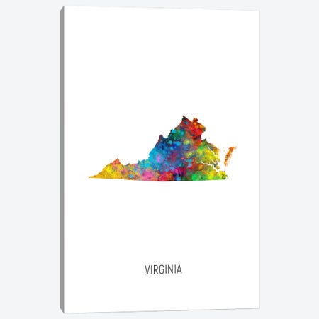 Virginia Map Canvas Print #MTO3626} by Michael Tompsett Canvas Art