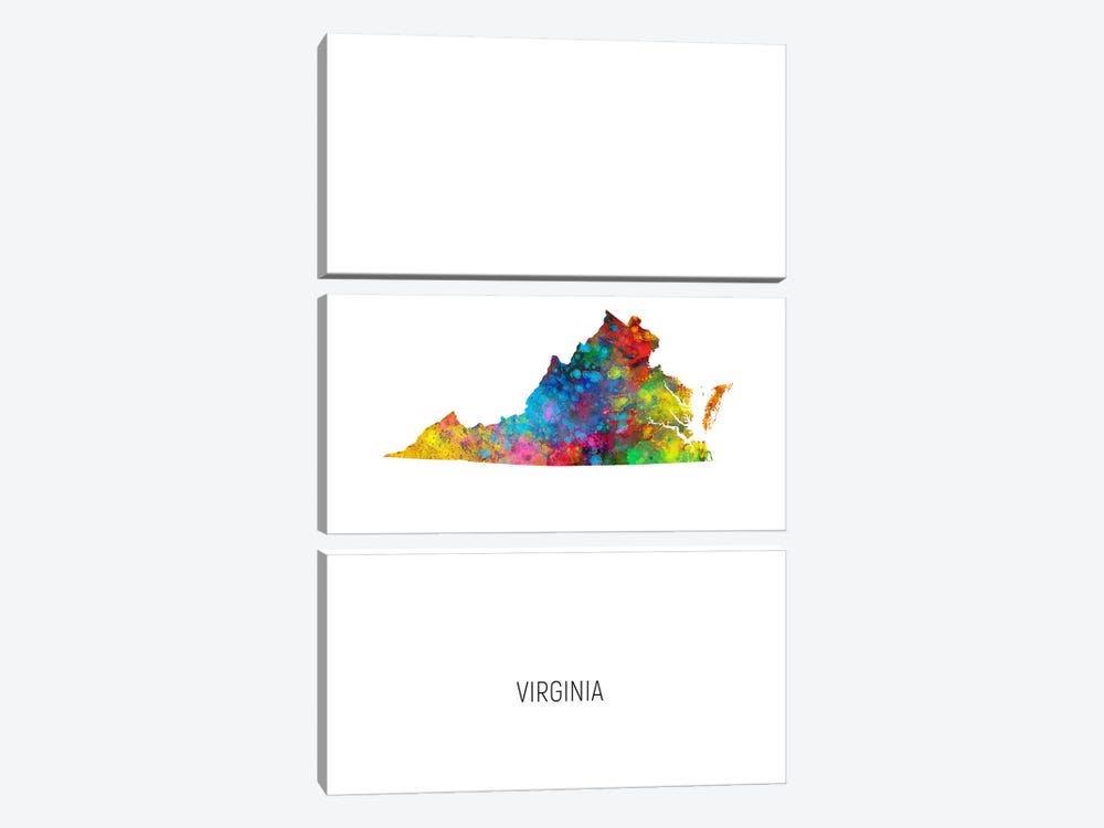 Virginia Map by Michael Tompsett 3-piece Art Print