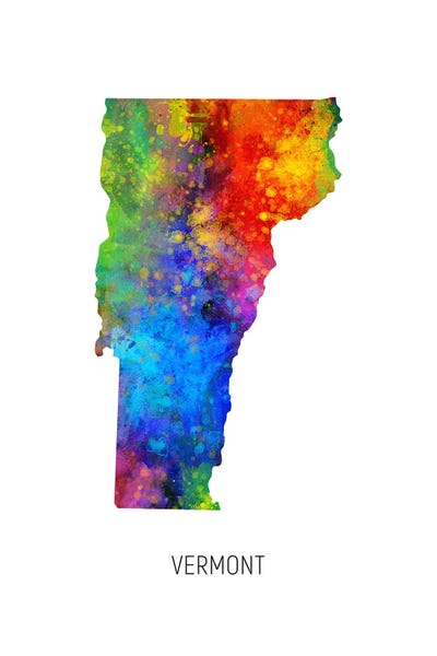 Vermont Map by Michael Tompsett framed canvas print