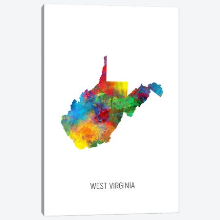 West Virginia State Map Canvas Print #MTO3628} by Michael Tompsett Canvas Art Print