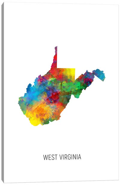West Virginia State Map Canvas Art Print - West Virginia Art