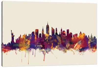 New York City, New York, USA II On Beige Canvas Art Print - Famous Monuments & Sculptures