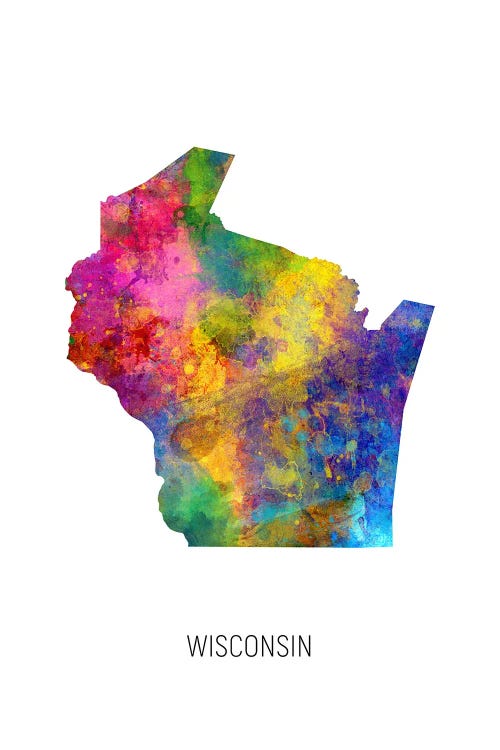 Wisconsin Map by Michael Tompsett wall art