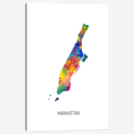 Manhattan New York City Map Canvas Print #MTO3631} by Michael Tompsett Canvas Art